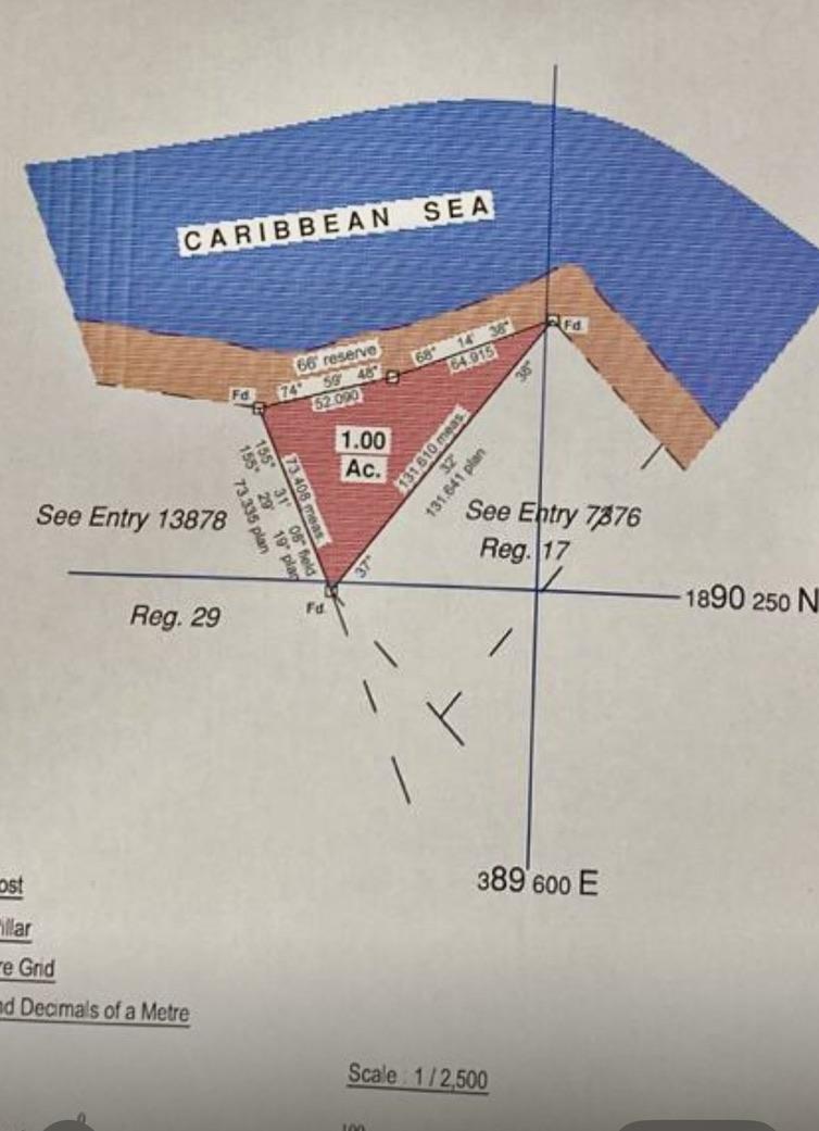 Seafront 1 acre lot on Southern Long Caye.